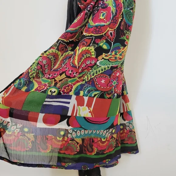 Desigual Vest Juliette Flutter Sleeve Wrap Dress Floral size 38 - Picture 6 of 11